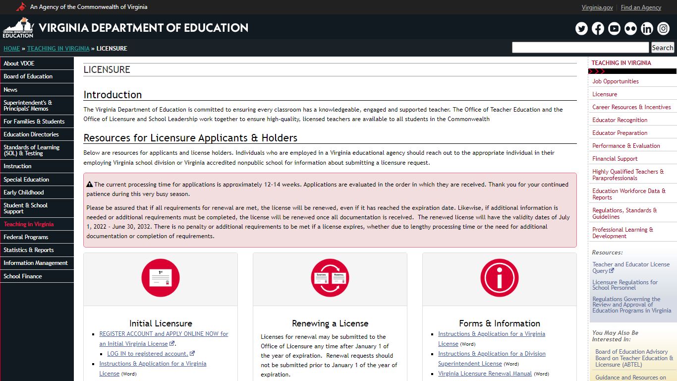 VDOE :: Licensure - Virginia